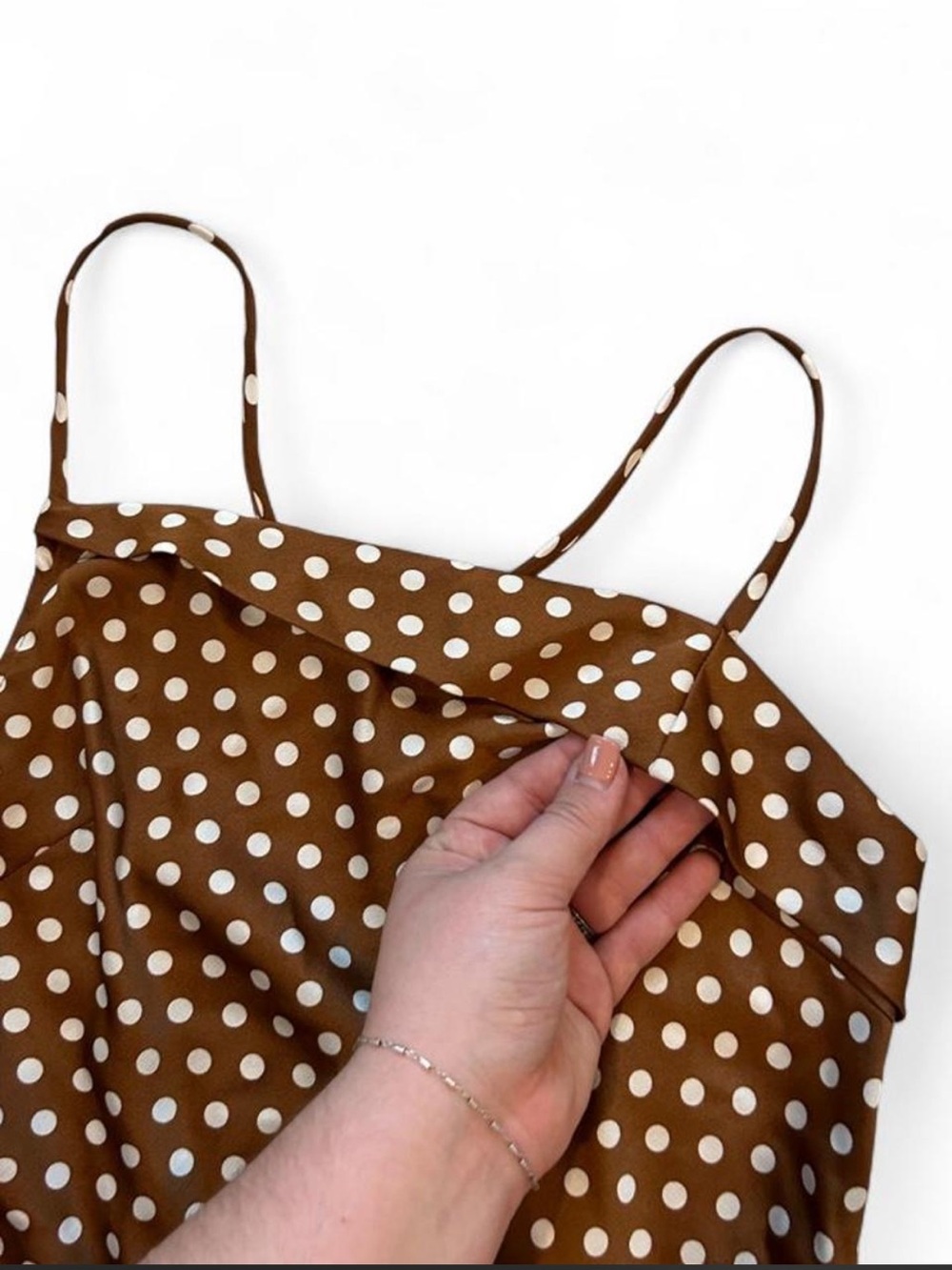 Astr Brown Polka Dot Midi Slip Dress - Picture 3 of 8